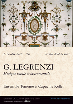 12 octobre 2022 : Giovanni LEGRENZI, Ensemble Temenos & Capucine Keller