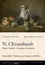 23 novembre 2023 : N. Clérambault, cantates et musique de chambre. Ensemble Temenos et Capucine Keller
