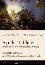 19 novembre 2025 : Apollon & Flore, Sonates en trio de J.F. Rebel
