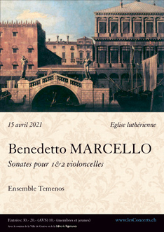 Affiche — Benedetto Marcello, sonates pour 1 & 2 violoncelles